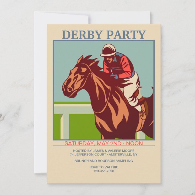Invitation Cheval et Jockey Derby Party (Devant)