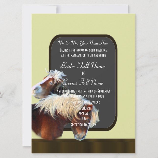 Invitation Cheval et poney mariage équestre (Devant)