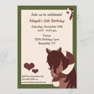 Invitation Cheval et Sucre de canne vacances Anniversaire Inv