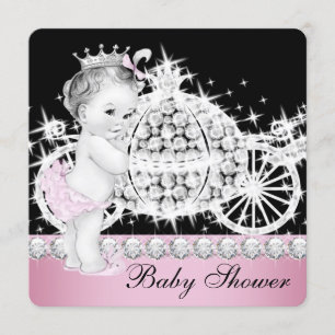 Invitation Cheval et transport Baby shower princesse rose