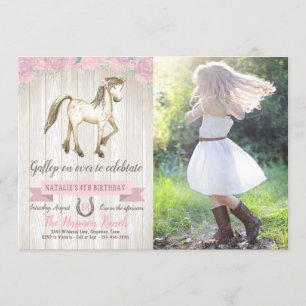 Invitation Cheval Femme fille Pony Photo Anniversaire