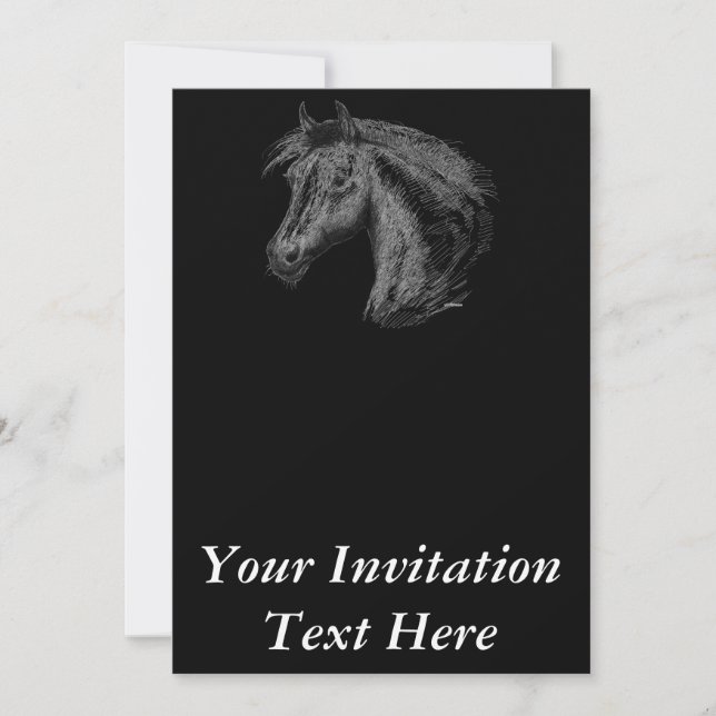 Invitation Cheval : Noir (Devant)