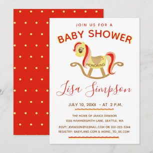 Invitation Cheval Rocheux, Baby shower mignon