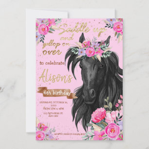Invitation Cheval Saddup Cowgirl Anniversaire