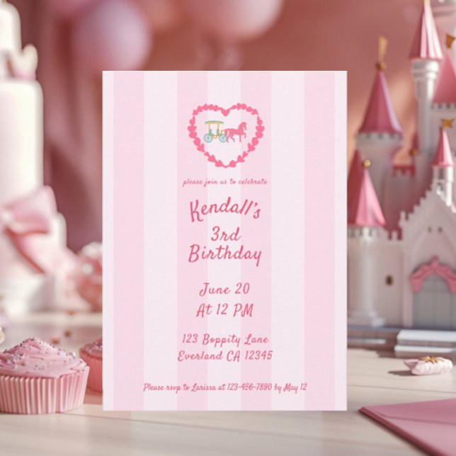 Invitation Cheval traîné Princesse troisième anniversaire (Créateur téléchargé)