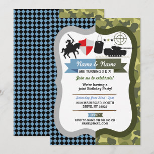 Invitation Chevalier d'âge et corps d'armée, fête d'anniversa
