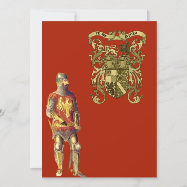 Invitation Chevalier en costume d'armure (Devant)