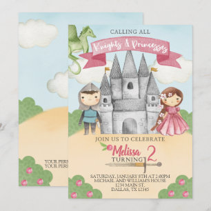 Invitation Chevalier et princesse Anniversaire Fête Invitatio