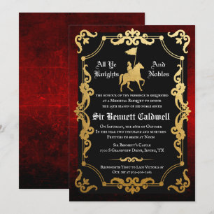 Invitation Chevalier médiéval Jousting Anniversaire Invitatio