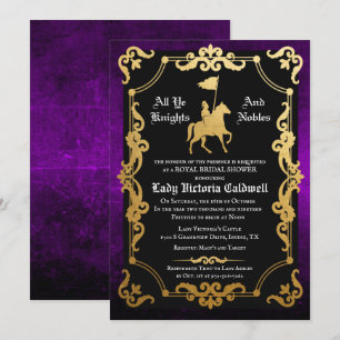 Invitation Chevalier médiéval Jousting Bridal Shower Invitati