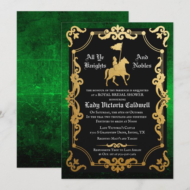 Invitation Chevalier médiéval Jousting Bridal Shower Invitati (Devant / Derrière)