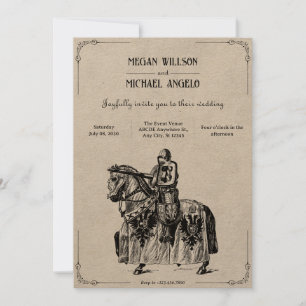 Invitation Chevalier vintage à cheval avec mariage d'épée