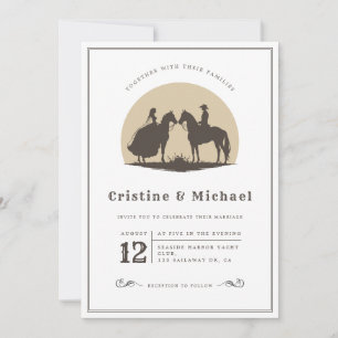 Invitation chevaliers silhouette Cowboy mariage