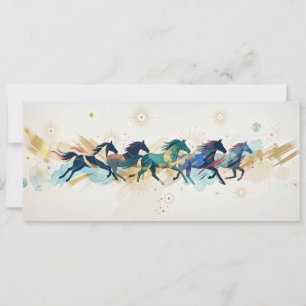 Invitation Chevaux au galop Aquarelle Or Art Abstrait