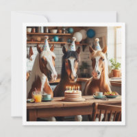 Chevaux célébrant l'anniversaire manger gâteau, ch