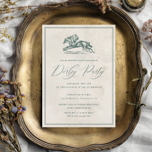 Invitation Chevaux de course vintage Élégant Derby Party vert