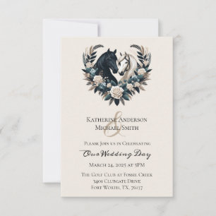 Invitation Chevaux de mariage campagnard en amour
