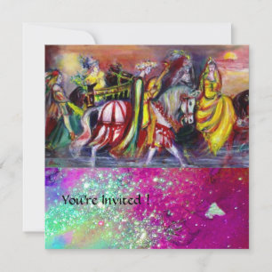 Invitation CHEVAUX DE NUIT Pink violet bleu éclaboussures