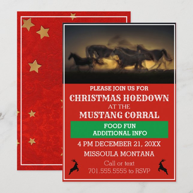 Invitation Chevaux Sauvages à l'invitation de Noël Occidental (Devant / Derrière)