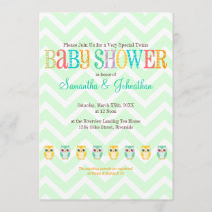 Invitation Chevêche-bébé jumeaux - Révélation de genre / inco