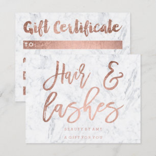 Invitation Cheveux de certificat-cadeau coups de rose en marb