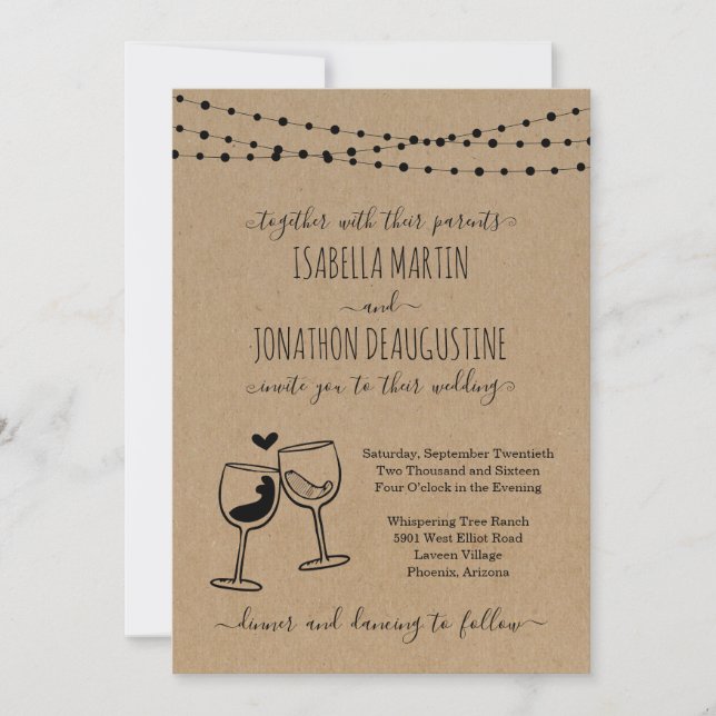 Invitation Cheveux Thème Vin Vin Vin Thème Mariage (Devant)