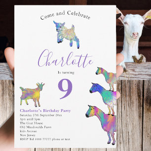 Invitation Chèvre Amoureux des animaux à thème fête d'anniver