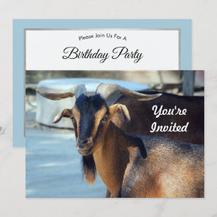 Invitation Chèvre Noir animal Brown photo Anniversaire