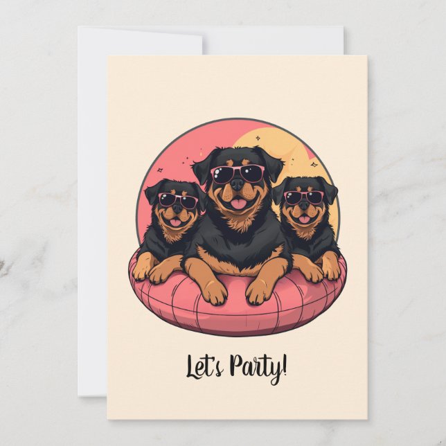 Invitation Chèvres Rottweiler Flottes de la piscine d'été (Devant)