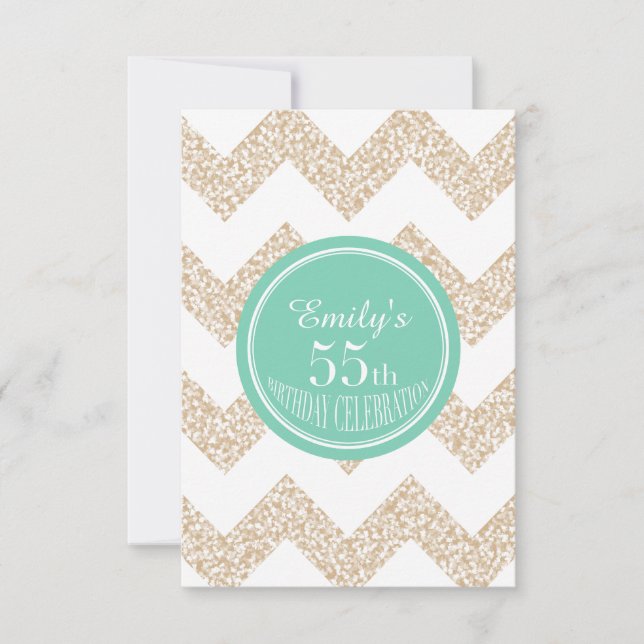 Invitation Chevron 55e anniversaire fête Choisissez Color Inv (Devant)