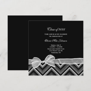Invitation chevron design Graduation argent et noir