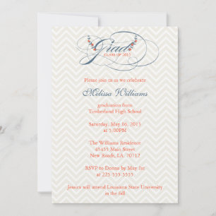 Invitation Chevron & Fleurs Graduation