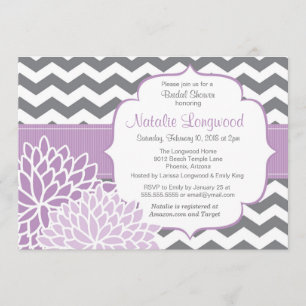 Invitation Chevron Floral moderne bébé ou douche nuptiale vio