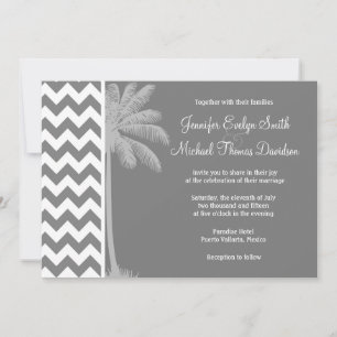 Invitation Chevron gris foncé; Palme tropicale