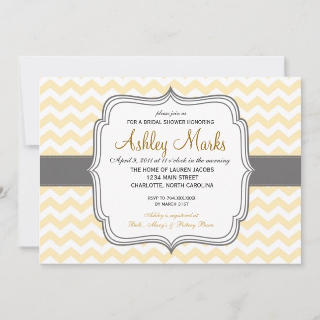 Invitation Chevron jaune et gris (Devant)