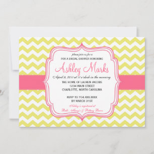 Invitation Chevron jaune et rose