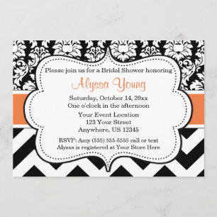 Invitation Chevron Orange et Black