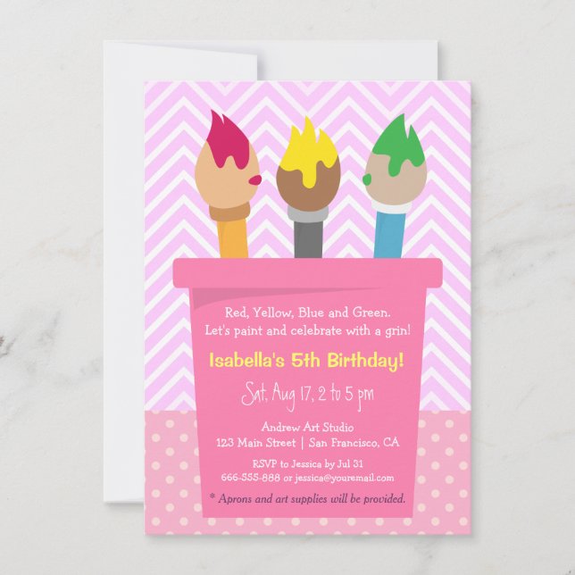 Invitation Chevron Pois Painting Arts (Devant)