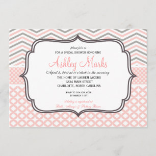 Invitation Chevron rose et gris