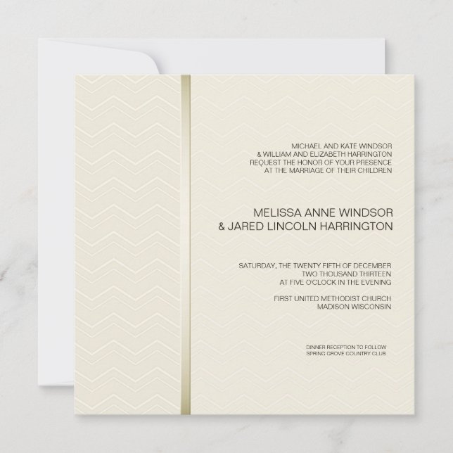 Invitation Chevron subtil Ecru sur abordable moderne en (Devant)