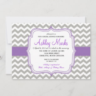 Invitation Chevron violet et gris