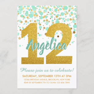 Invitation Chic 12ème anniversaire Monnaie Parties scintillan