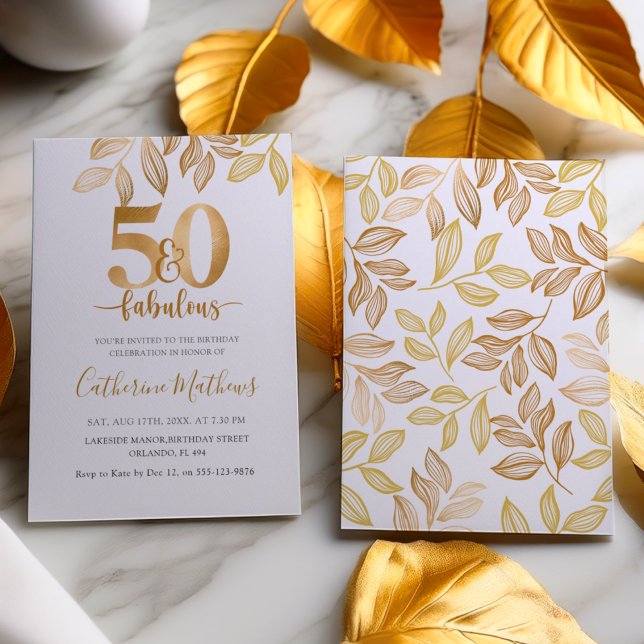 Invitation Chic 50 & Fabulous Faux Gold Birthday Party (Créateur téléchargé)