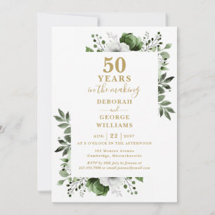 Invitation Chic 50e anniversaire de Mariage Monogramme Floral