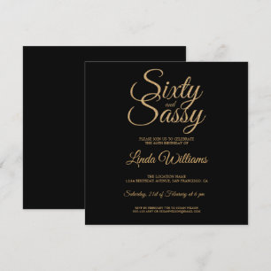 Invitation Chic 60 et Sassy Black Gold 60th Birthday Party