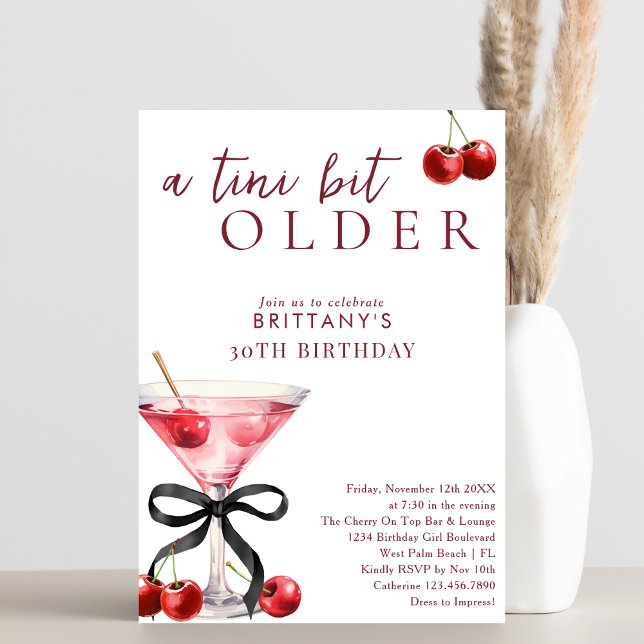 Invitation Chic A Tini Bit Ancien Cherry Martini 30e annivers (Créateur téléchargé)
