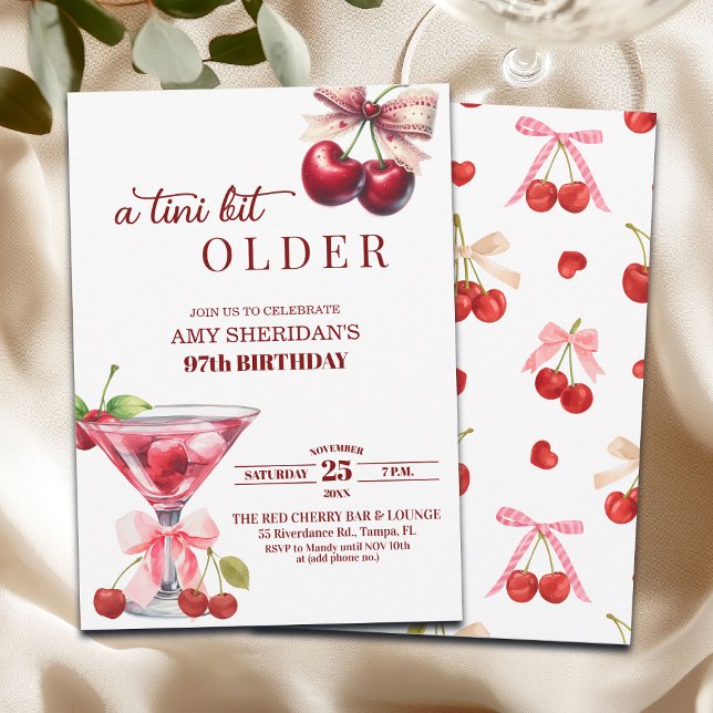 Invitation Chic A Tini Bit Older Cherry Martini 97th Birthday (Créateur téléchargé)