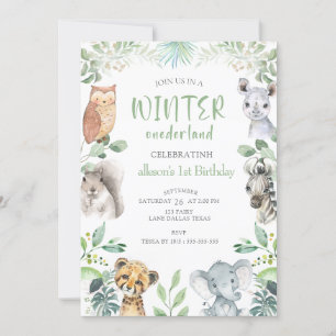 Invitation Chic Animaux d'hiver Onederland 1er anniversaire