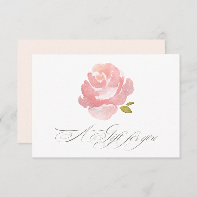 Invitation Chic Aquarelle Blush Rose Certificat cadeau (Devant / Derrière)