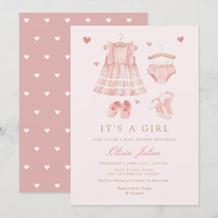 Invitation Chic Aquarelle Cute Boho Vêtements Fille Baby show